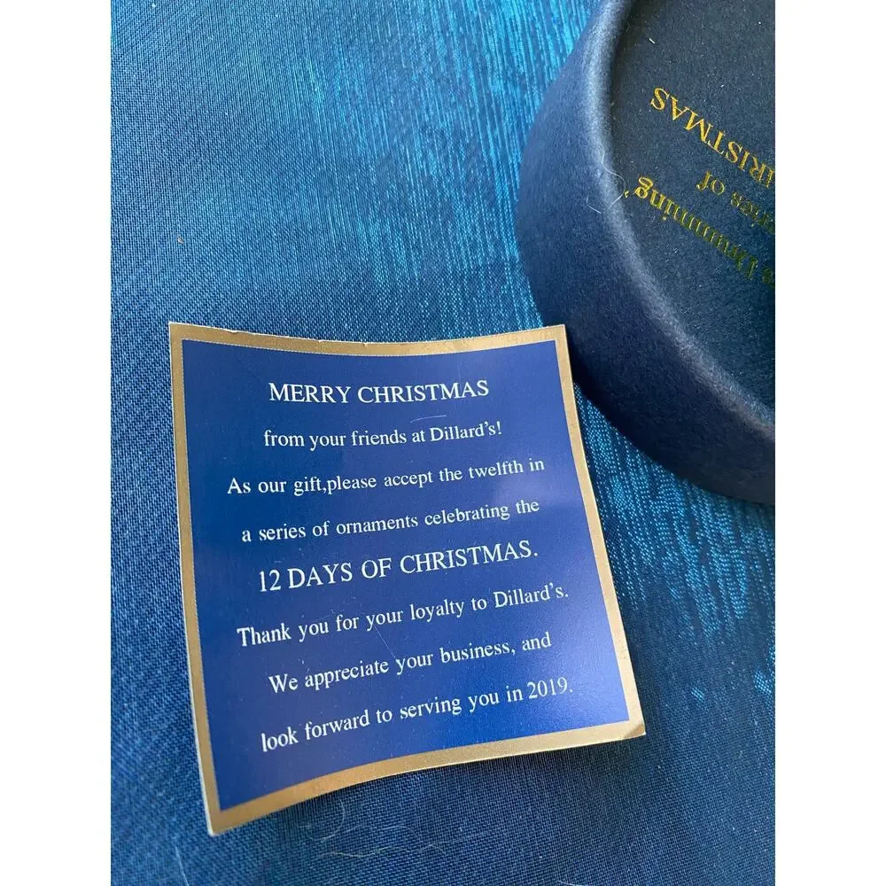Dillard’s 2018 Hand Painted Glass Christmas Ornament Green Ball Box collection